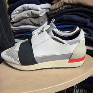 Balenciaga Men’s White and Gray Slip-On Runner